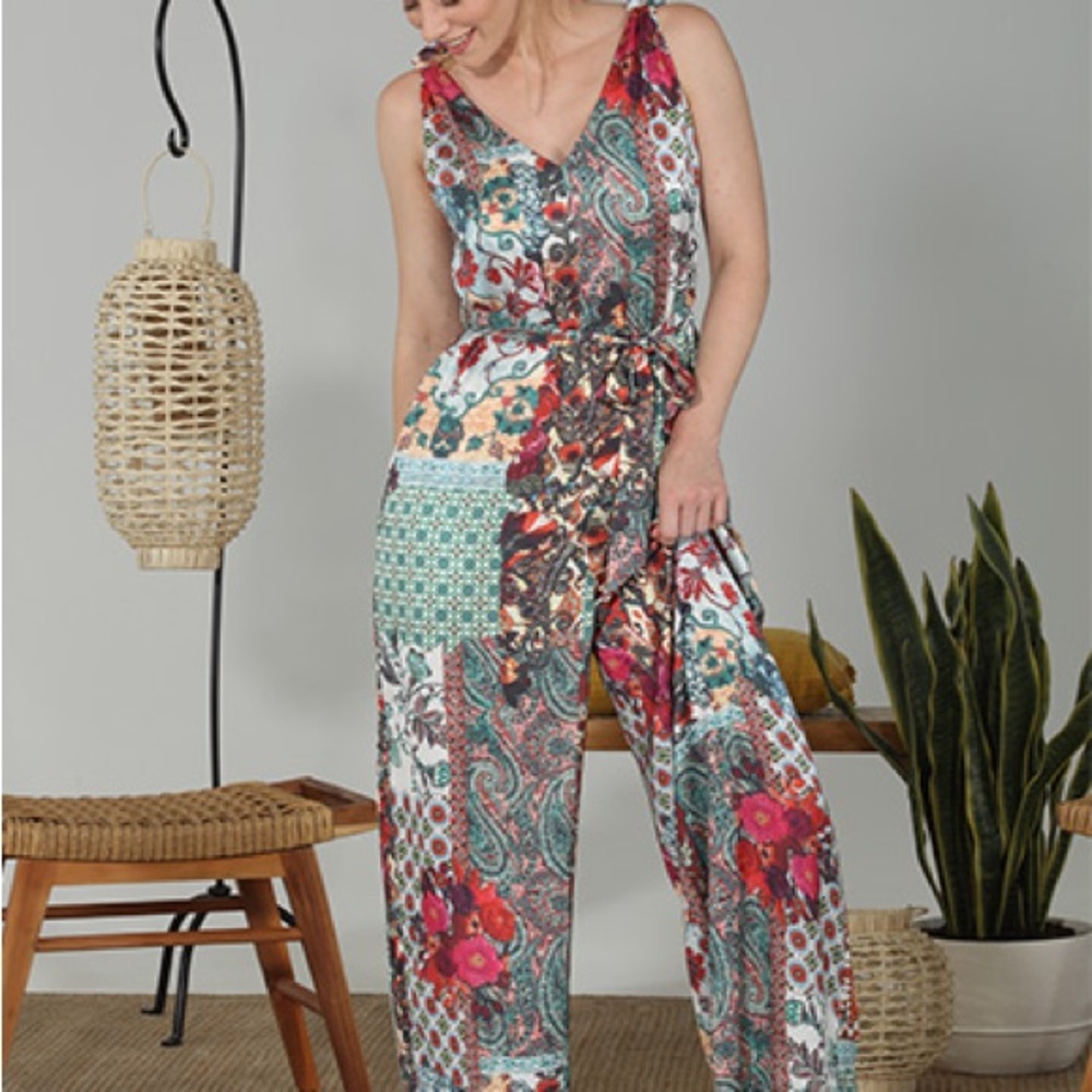 Paparazzi Red and Green Jumpsuit Vibrant Sleeveless Design